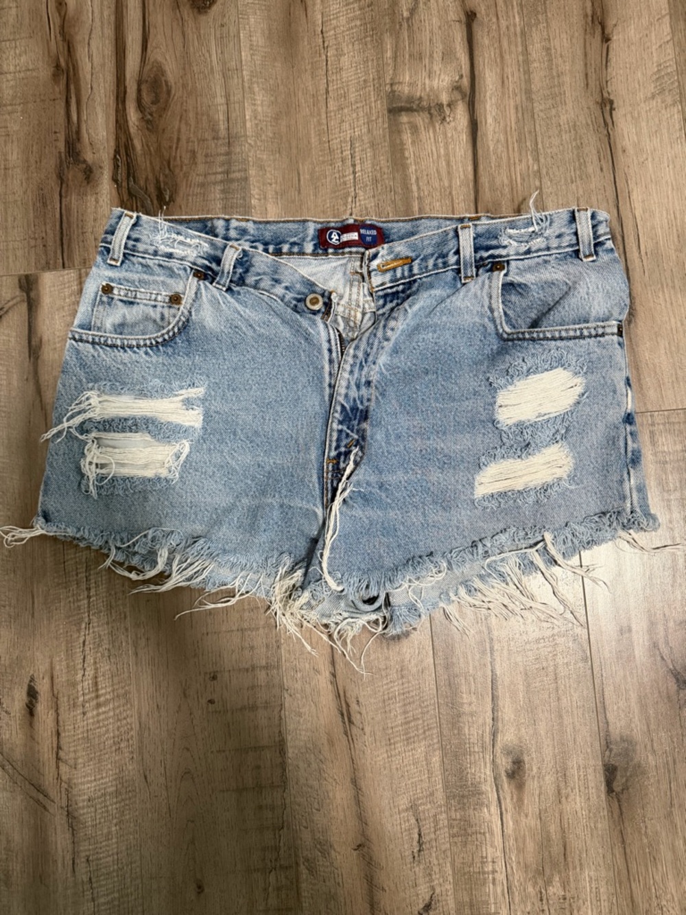 Arizona Jean Company Distressed Light Wash Denim Cutoff Shorts